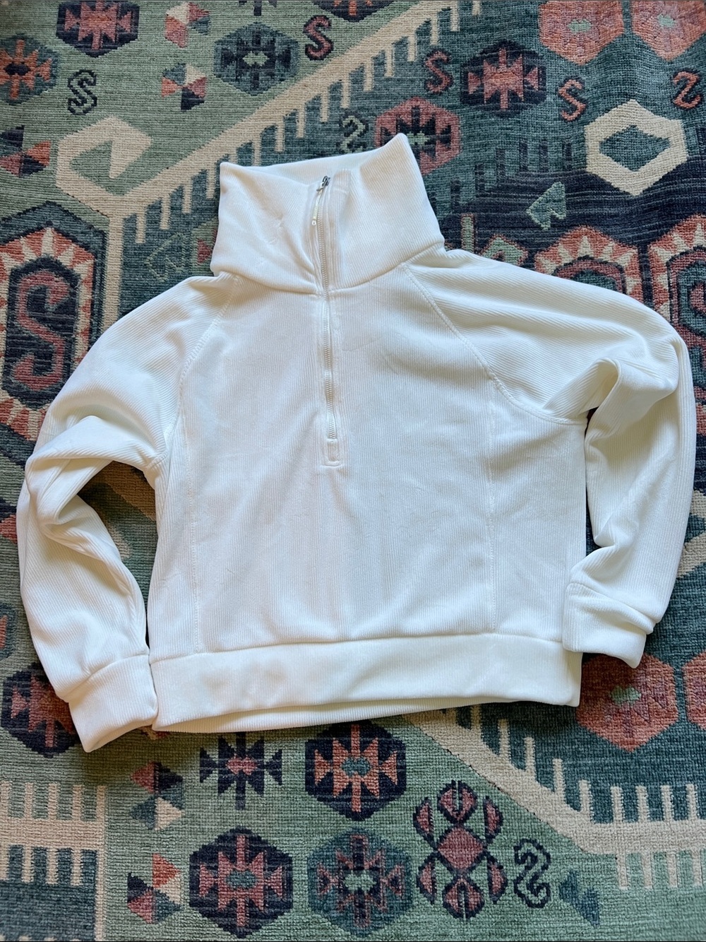 Kyodan Cream Half-Zip Funnel Neck Sweater